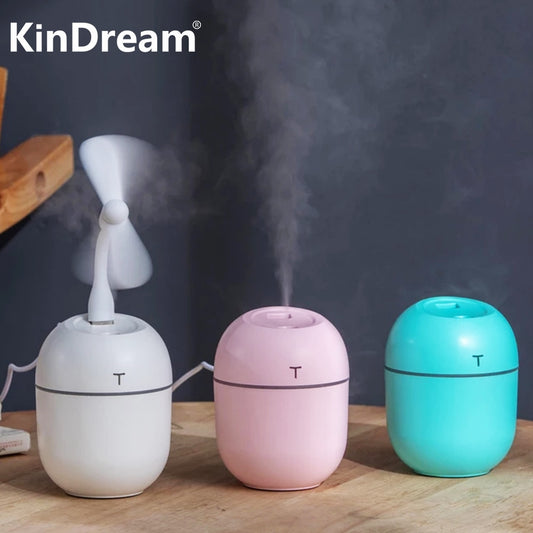 kindream  220ml Mini Air Humidifier Purifier Car USB Aroma Essential Oil Diffuser Led Light Ultrasonic Mist Maker Home Appliance